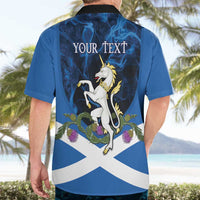 Personalised Unicorn Scotland Hawaiian Shirt Scottish Saltire With Thistle