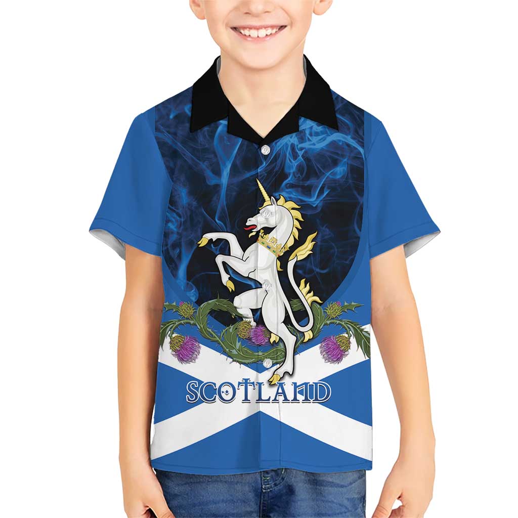 Personalised Unicorn Scotland Hawaiian Shirt Scottish Saltire With Thistle