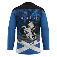 Personalised Unicorn Scotland Hockey Jersey Scottish Saltire With Thistle