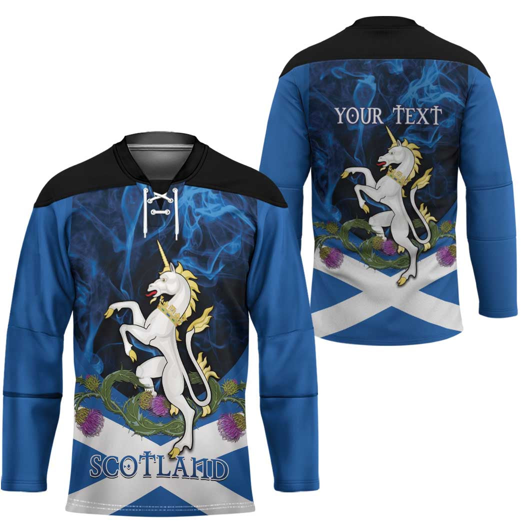 Personalised Unicorn Scotland Hockey Jersey Scottish Saltire With Thistle