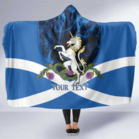 Personalised Unicorn Scotland Hooded Blanket Scottish Saltire With Thistle