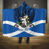 Personalised Unicorn Scotland Hooded Blanket Scottish Saltire With Thistle