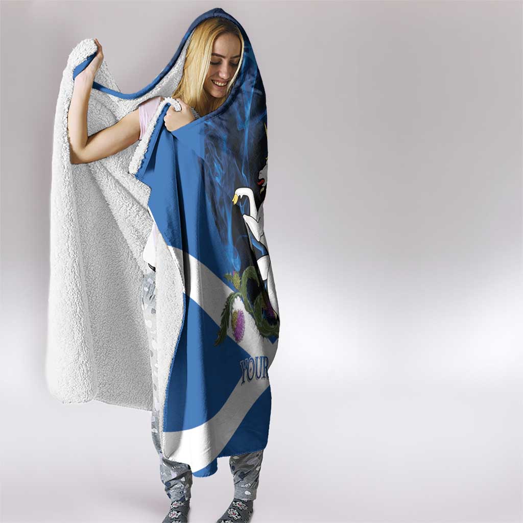 Personalised Unicorn Scotland Hooded Blanket Scottish Saltire With Thistle