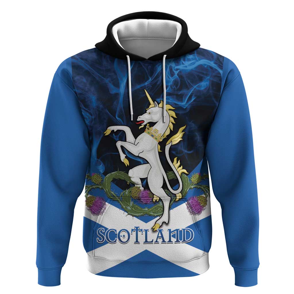 Personalised Unicorn Scotland Hoodie Scottish Saltire With Thistle