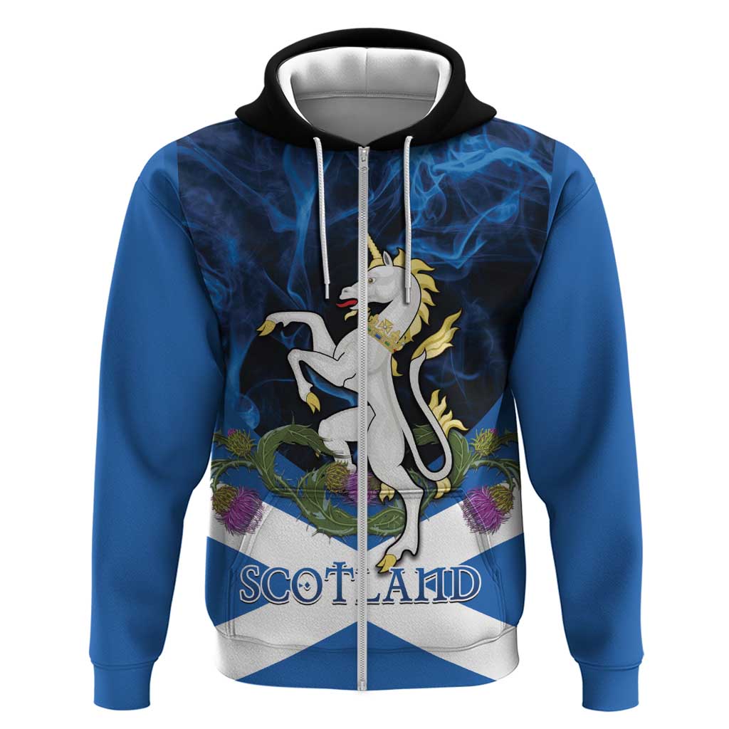 Personalised Unicorn Scotland Hoodie Scottish Saltire With Thistle