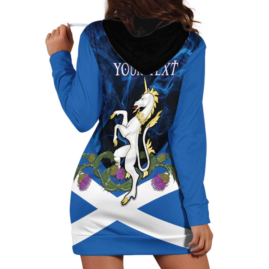 Personalised Unicorn Scotland Hoodie Dress Scottish Saltire With Thistle