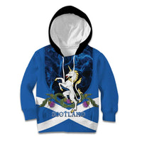 Personalised Unicorn Scotland Kid Hoodie Scottish Saltire With Thistle