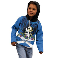 Personalised Unicorn Scotland Kid Hoodie Scottish Saltire With Thistle
