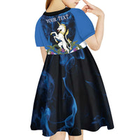 Personalised Unicorn Scotland Kid Short Sleeve Dress Scottish Saltire With Thistle