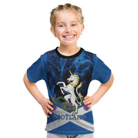 Personalised Unicorn Scotland Kid T Shirt Scottish Saltire With Thistle