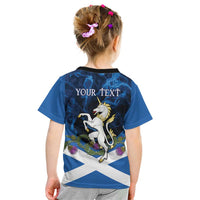 Personalised Unicorn Scotland Kid T Shirt Scottish Saltire With Thistle