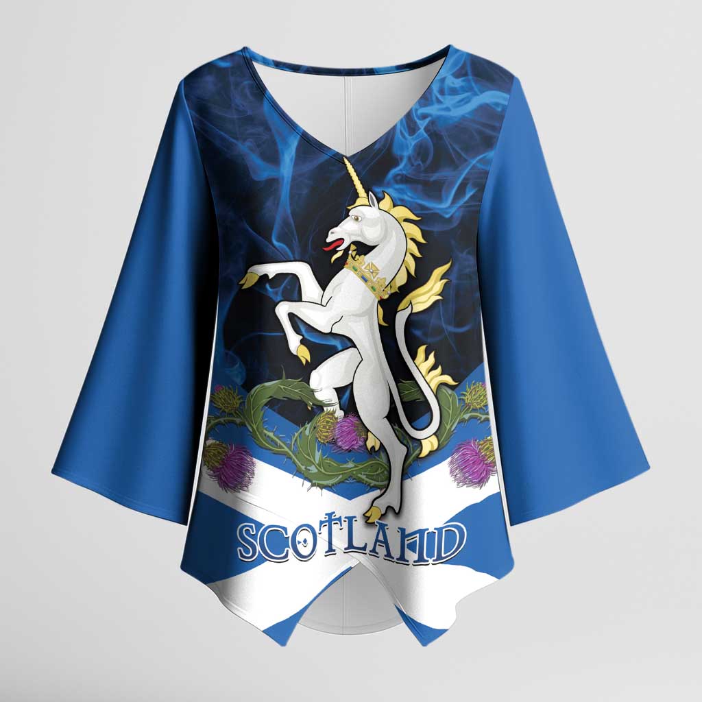 Personalised Unicorn Scotland Kimono Sleeve Blouse Scottish Saltire With Thistle