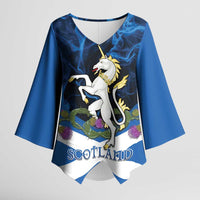 Personalised Unicorn Scotland Kimono Sleeve Blouse Scottish Saltire With Thistle