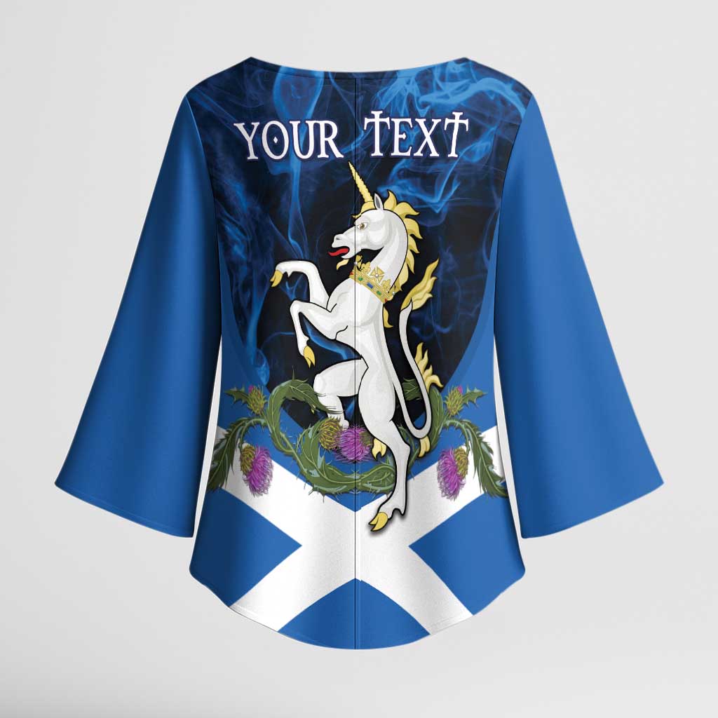 Personalised Unicorn Scotland Kimono Sleeve Blouse Scottish Saltire With Thistle