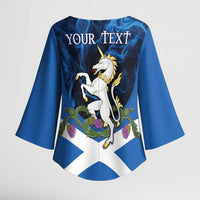 Personalised Unicorn Scotland Kimono Sleeve Blouse Scottish Saltire With Thistle