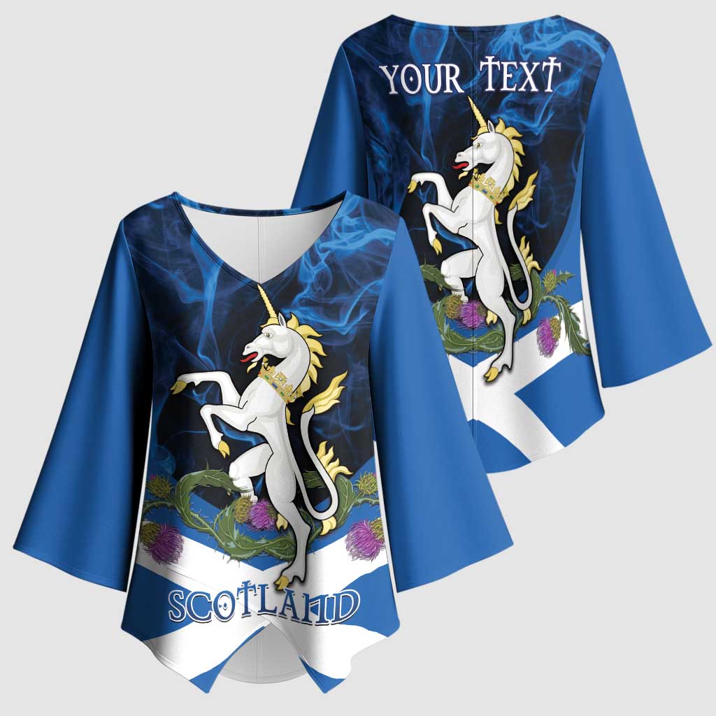 Personalised Unicorn Scotland Kimono Sleeve Blouse Scottish Saltire With Thistle