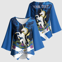Personalised Unicorn Scotland Kimono Sleeve Blouse Scottish Saltire With Thistle