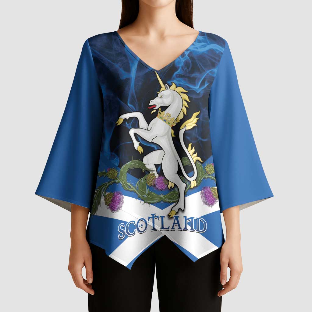 Personalised Unicorn Scotland Kimono Sleeve Blouse Scottish Saltire With Thistle