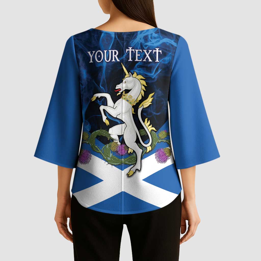 Personalised Unicorn Scotland Kimono Sleeve Blouse Scottish Saltire With Thistle