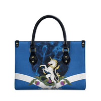 Personalised Unicorn Scotland Leather Bag Scottish Saltire With Thistle