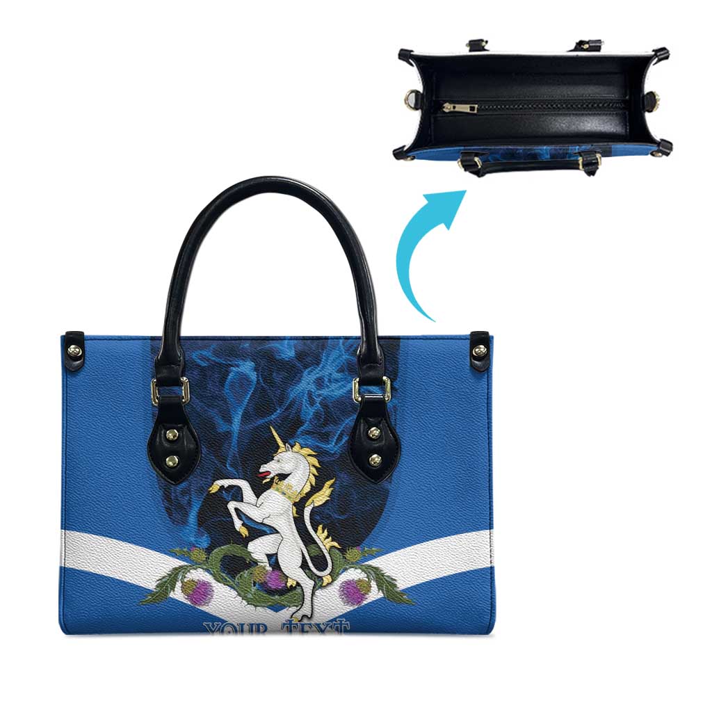 Personalised Unicorn Scotland Leather Bag Scottish Saltire With Thistle