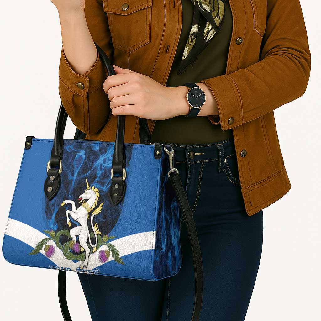 Personalised Unicorn Scotland Leather Bag Scottish Saltire With Thistle