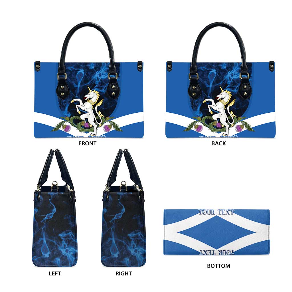 Personalised Unicorn Scotland Leather Bag Scottish Saltire With Thistle