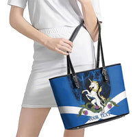 Personalised Unicorn Scotland Leather Tote Bag Scottish Saltire With Thistle