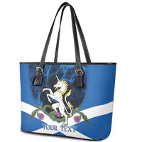 Personalised Unicorn Scotland Leather Tote Bag Scottish Saltire With Thistle
