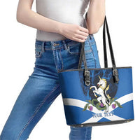 Personalised Unicorn Scotland Leather Tote Bag Scottish Saltire With Thistle