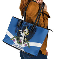 Personalised Unicorn Scotland Leather Tote Bag Scottish Saltire With Thistle