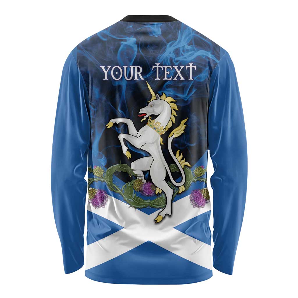 Personalised Unicorn Scotland Long Sleeve Shirt Scottish Saltire With Thistle