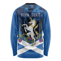 Personalised Unicorn Scotland Long Sleeve Shirt Scottish Saltire With Thistle