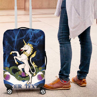 Personalised Unicorn Scotland Luggage Cover Scottish Saltire With Thistle
