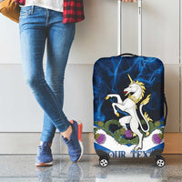 Personalised Unicorn Scotland Luggage Cover Scottish Saltire With Thistle