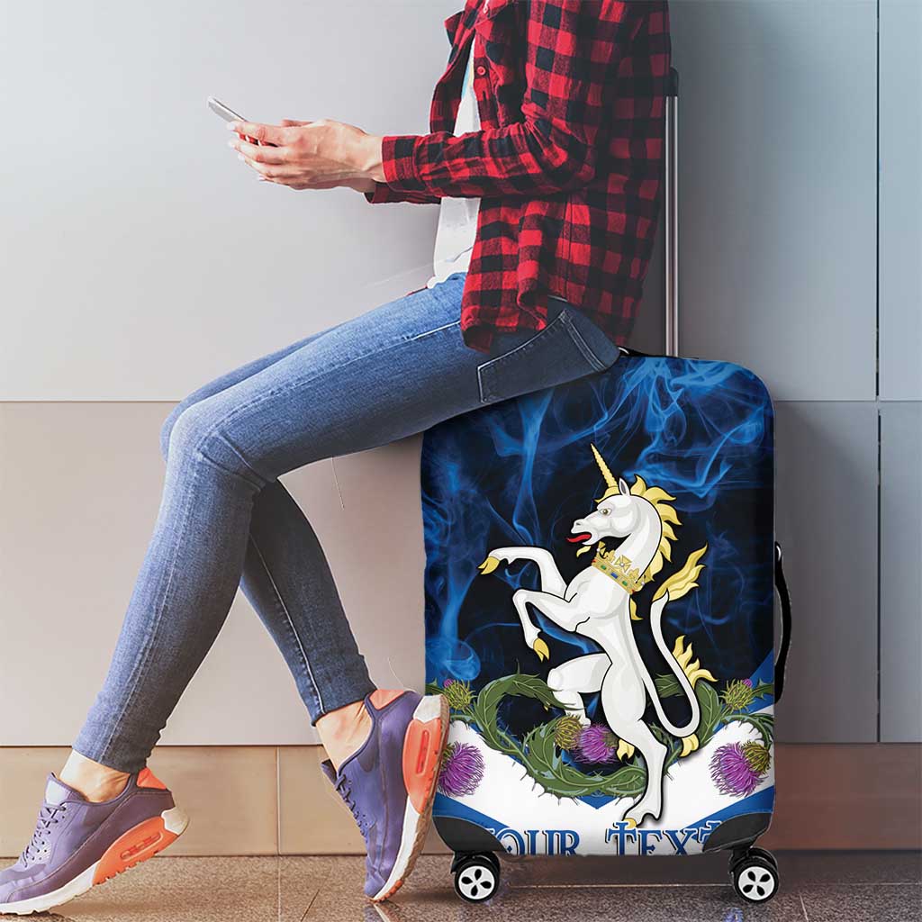 Personalised Unicorn Scotland Luggage Cover Scottish Saltire With Thistle