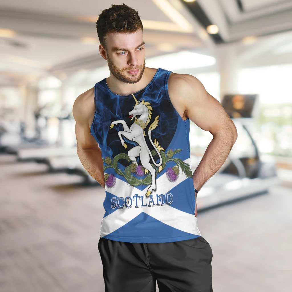 Personalised Unicorn Scotland Men Tank Top Scottish Saltire With Thistle