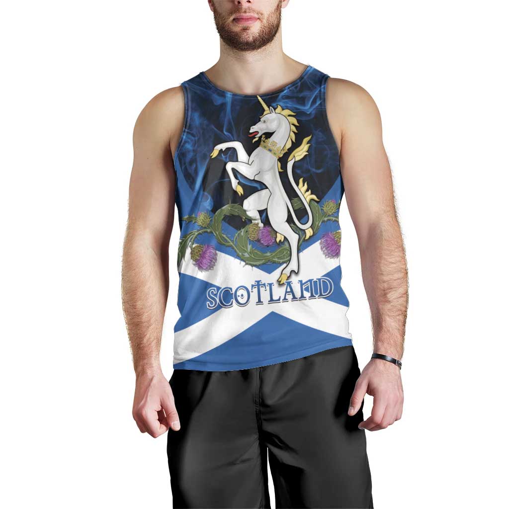 Personalised Unicorn Scotland Men Tank Top Scottish Saltire With Thistle