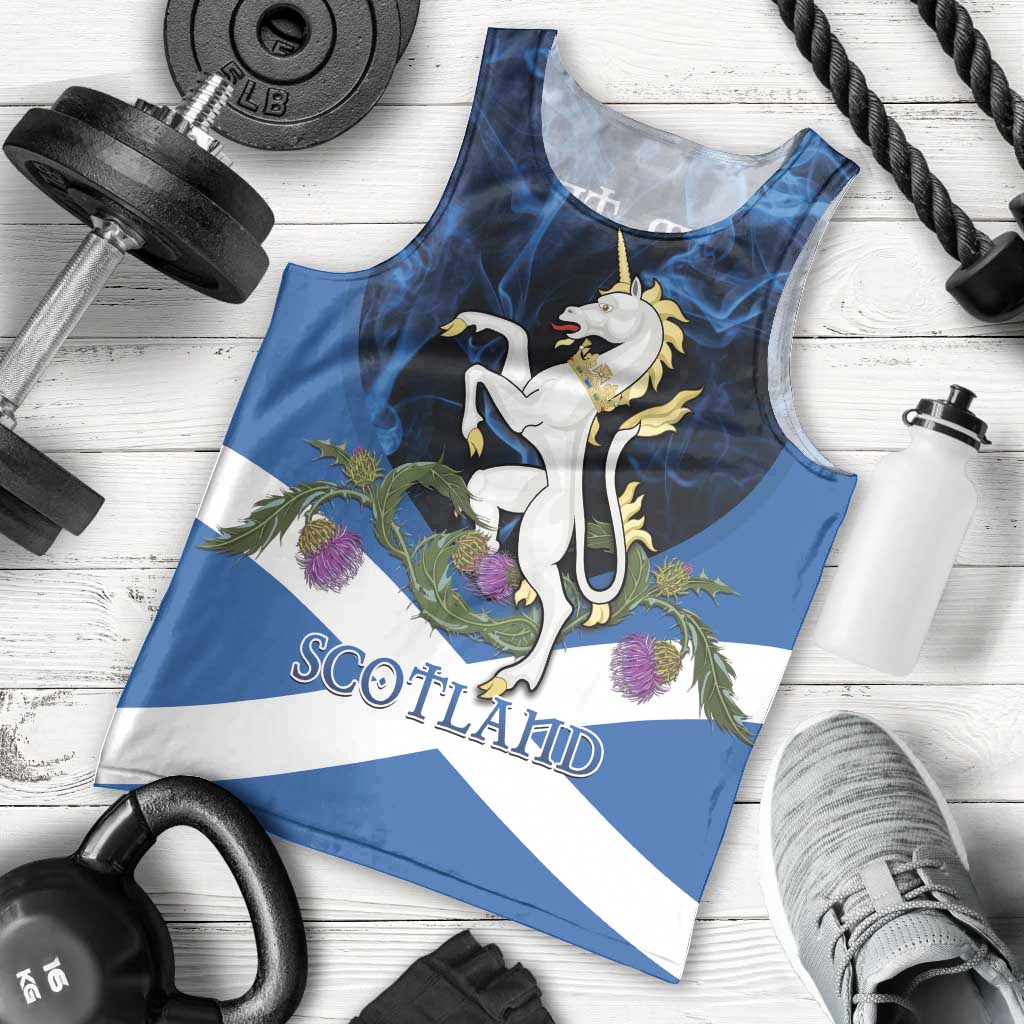 Personalised Unicorn Scotland Men Tank Top Scottish Saltire With Thistle