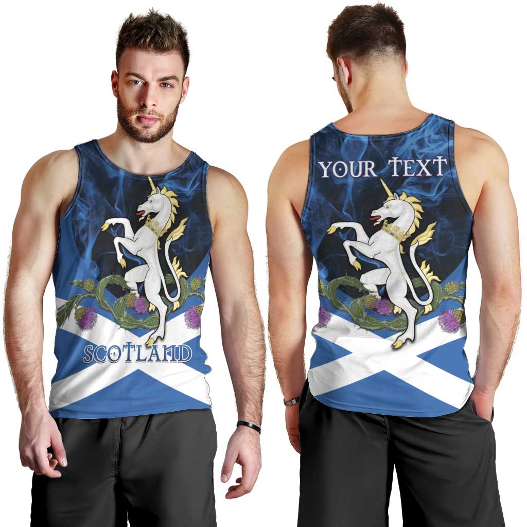 Personalised Unicorn Scotland Men Tank Top Scottish Saltire With Thistle