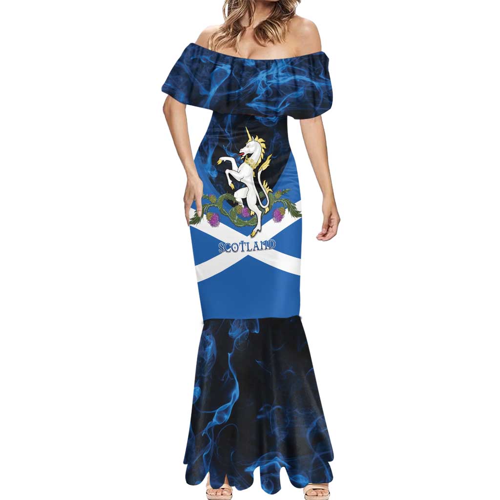 Personalised Unicorn Scotland Mermaid Dress Scottish Saltire With Thistle