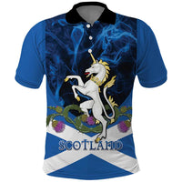 Personalised Unicorn Scotland Polo Shirt Scottish Saltire With Thistle