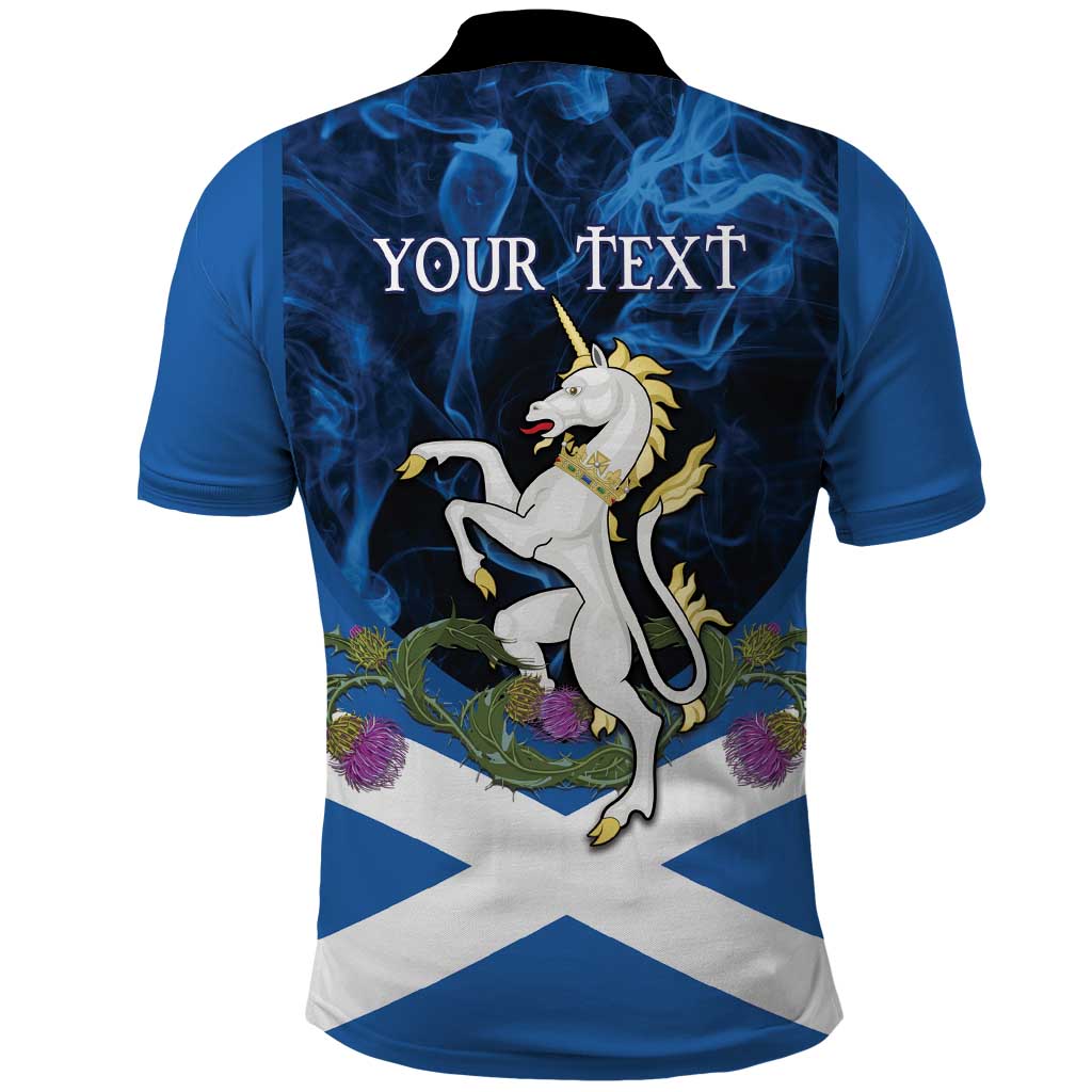Personalised Unicorn Scotland Polo Shirt Scottish Saltire With Thistle