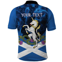 Personalised Unicorn Scotland Polo Shirt Scottish Saltire With Thistle