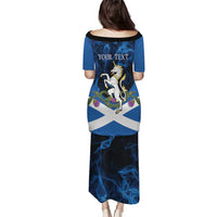 Personalised Unicorn Scotland Puletasi Scottish Saltire With Thistle