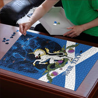 Personalised Unicorn Scotland Puzzle Scottish Saltire With Thistle