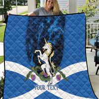 Personalised Unicorn Scotland Quilt Scottish Saltire With Thistle