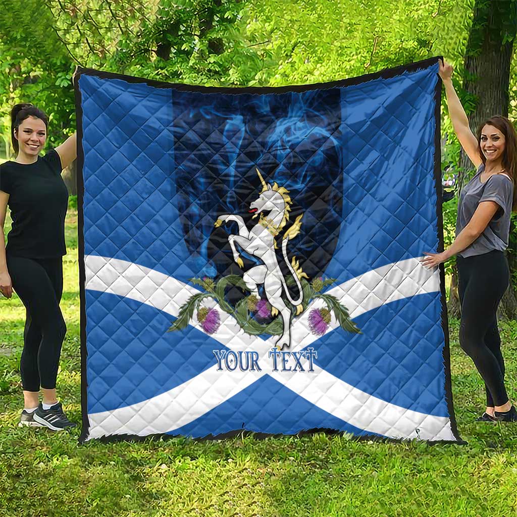 Personalised Unicorn Scotland Quilt Scottish Saltire With Thistle