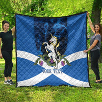 Personalised Unicorn Scotland Quilt Scottish Saltire With Thistle