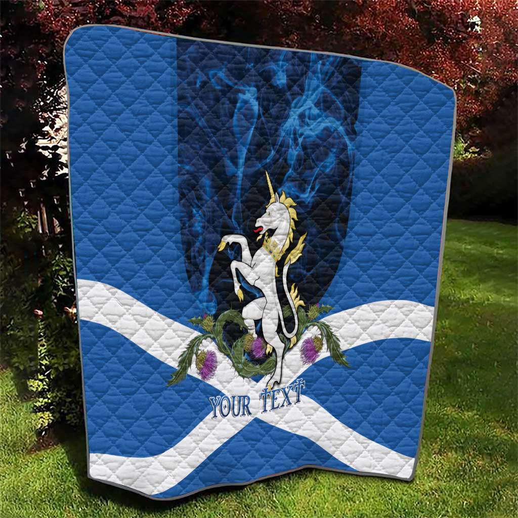 Personalised Unicorn Scotland Quilt Scottish Saltire With Thistle